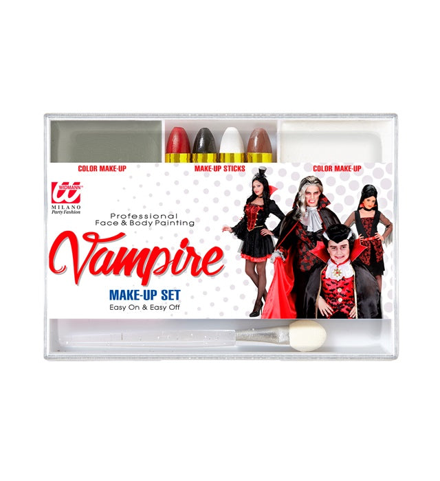 Vampire Makeup Set  4 Makeup Sticks, Grey & White Makeup In Tray, Applicator  - Color Make Up 12 G, Sticks 8 G