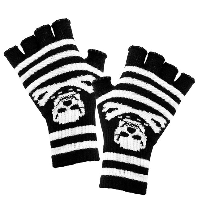 Fingerless Skull & Crossbones Gloves In Wool
