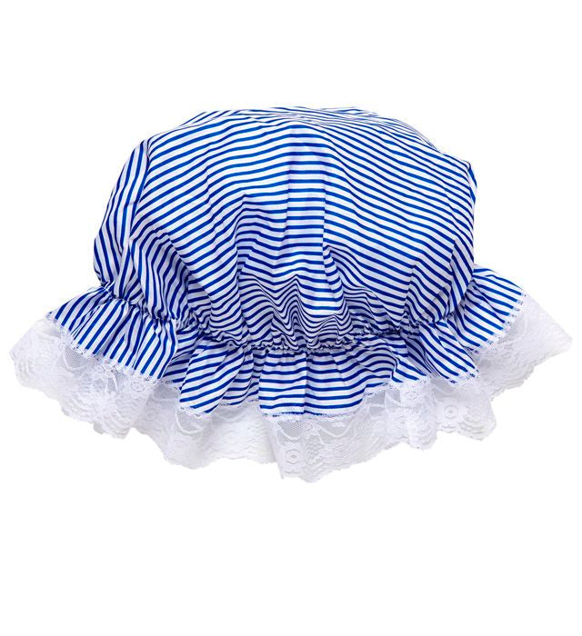 White/Blue Striped Bonnet