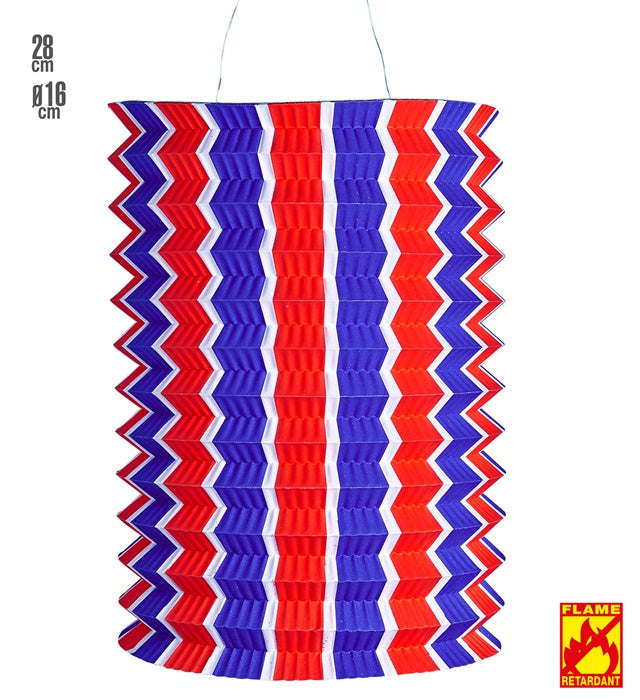 Blue-White-Red Striped Lantern Ø16 Cm - H 28 Cm - Flame Retardant