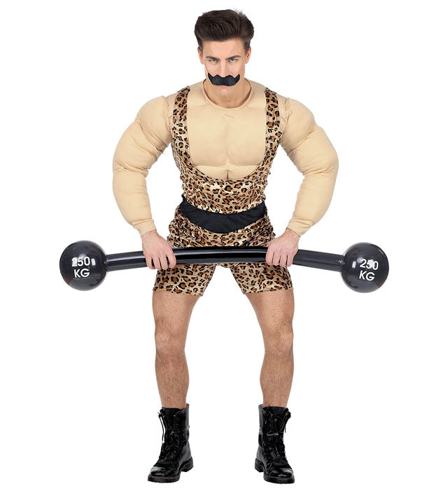 Strong Man  Overalls With Muscle Shirt And Belt, Moustache 