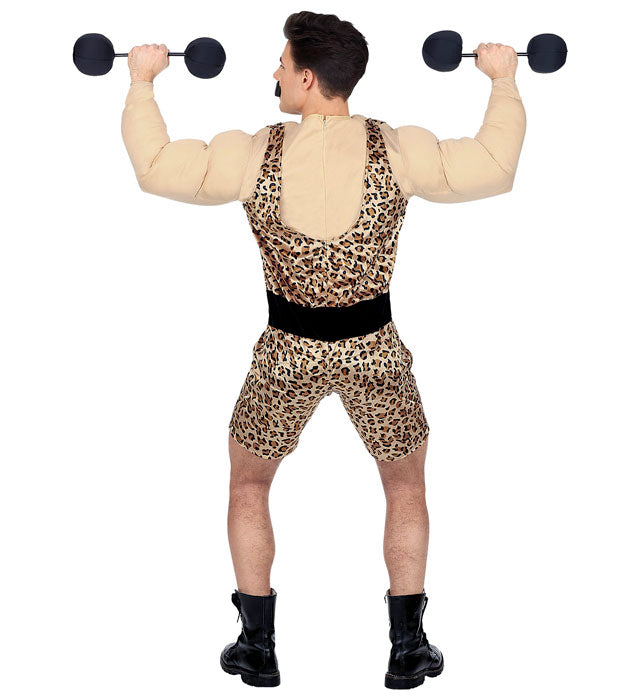 Strong Man  Overalls With Muscle Shirt And Belt, Moustache 