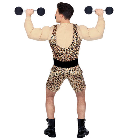 Strong Man  Overalls With Muscle Shirt And Belt, Moustache 