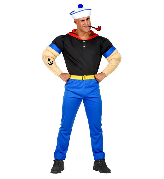 Super Sailor  Muscle Arms T-Shirt, Pants With Belt, Hat 