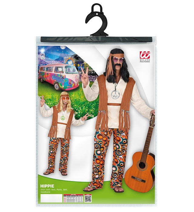 Hippie  Shirt With Vest, Pants, Belt, Headband 