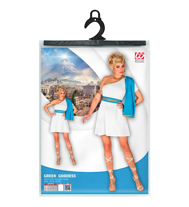 Greek Goddess  Dress With Shoulder Drape, Belt, Laurel Wreath 