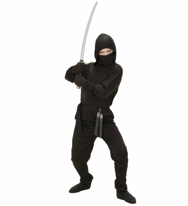 Ninja  Hooded Coat, Pants, Belt, Mask, Arm & Leg Ties 