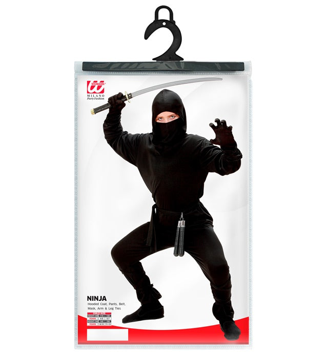 Ninja  Hooded Coat, Pants, Belt, Mask, Arm & Leg Ties 