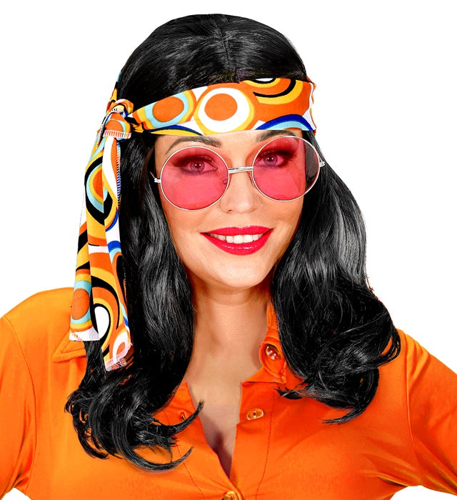 Black 70S Disco Fever Wig With Headband In Box