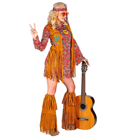 Hippie  Dress, Vest, Headband, Fringe Boot Covers 