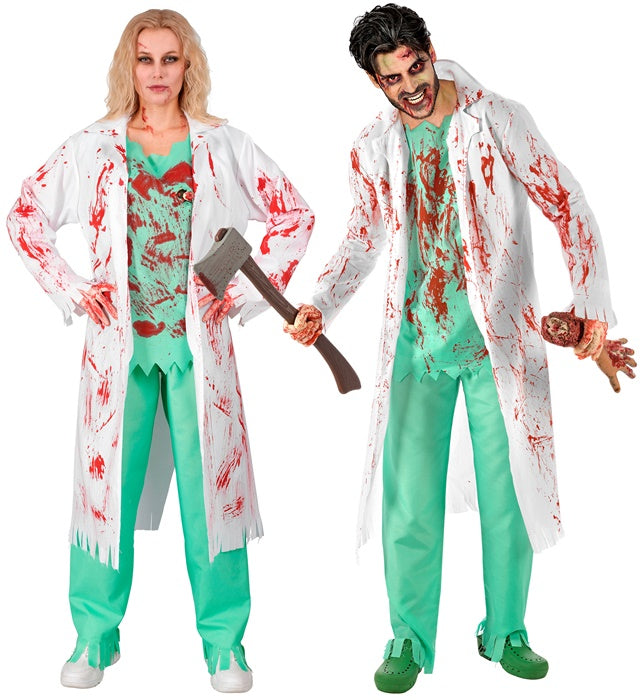 Zombie Surgeon  Lab Coat With Shirt And Wound, Pants, Bloody Gloves 