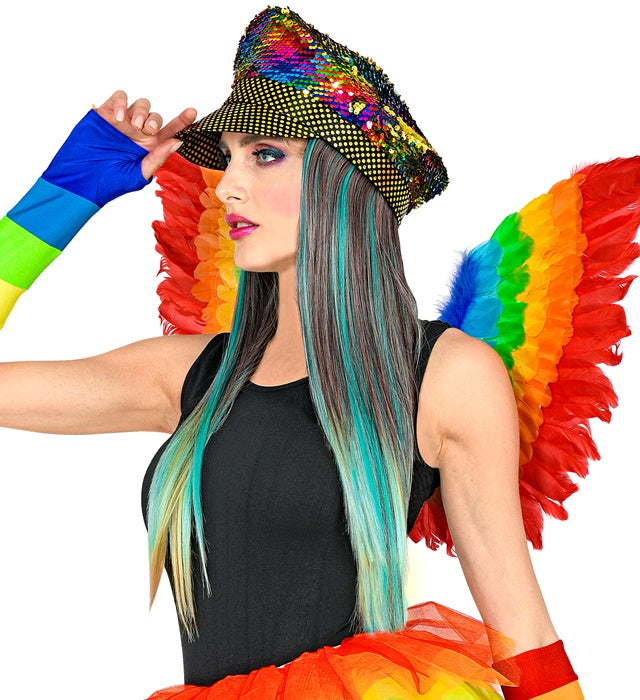 Rainbow Sequin Hat With Meche Dream Hair
