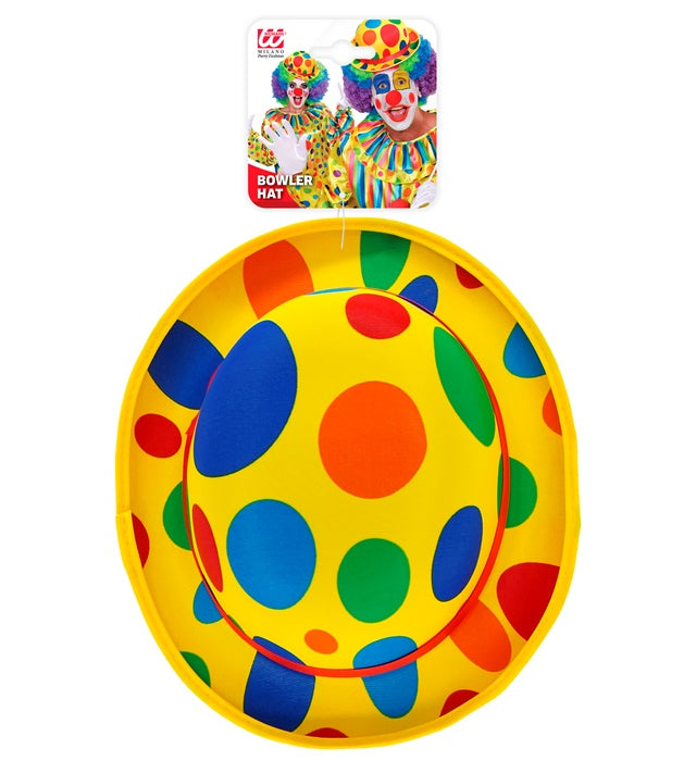 Satin Dotted Clown Bowler Hat