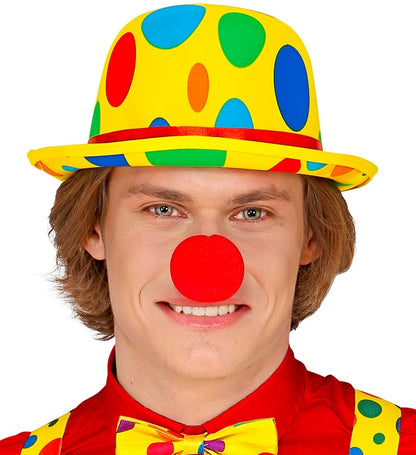 Satin Dotted Clown Bowler Hat