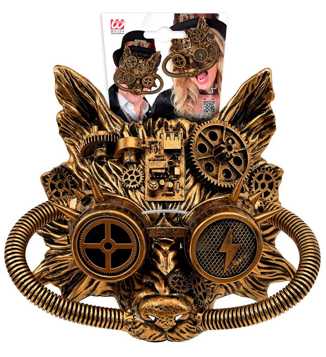 Mask Steampunk Wolf Gold