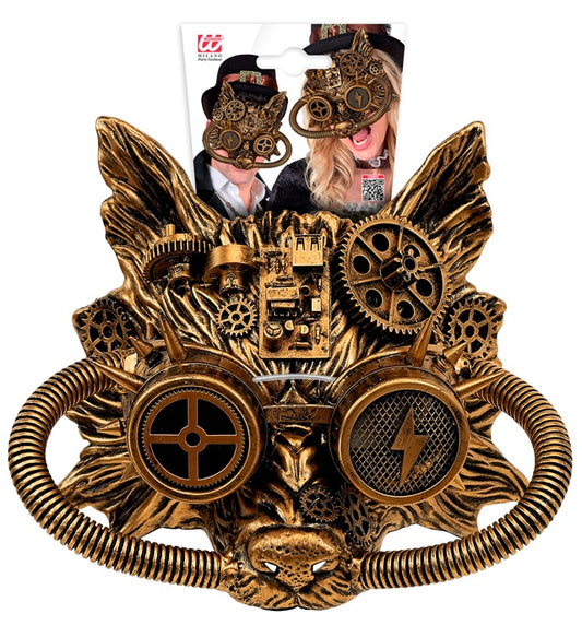 Mask Steampunk Wolf Gold