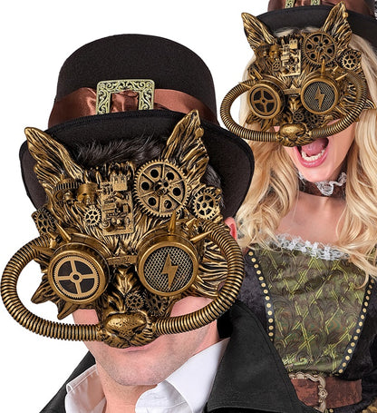 Mask Steampunk Wolf Gold