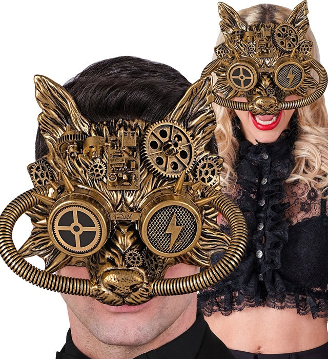 Mask Steampunk Wolf Gold