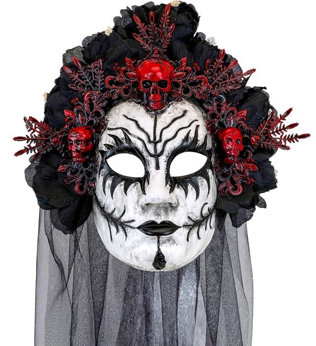 Mask With Black Roses & Veil Death Queen