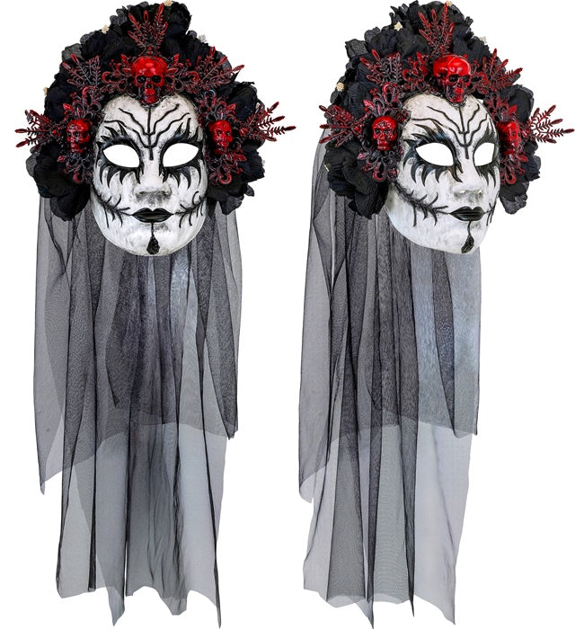 Mask With Black Roses & Veil Death Queen