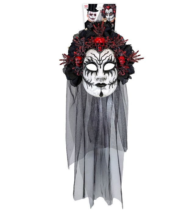 Mask With Black Roses & Veil Death Queen