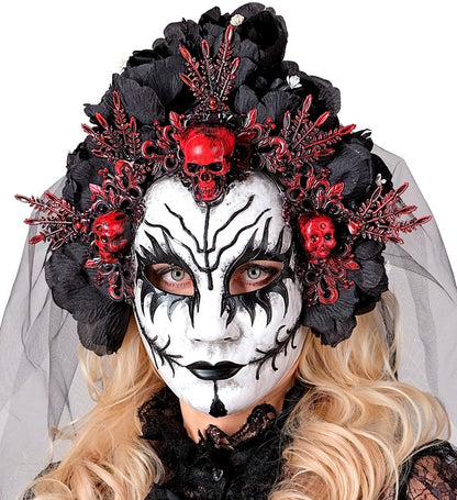 Mask With Black Roses & Veil Death Queen