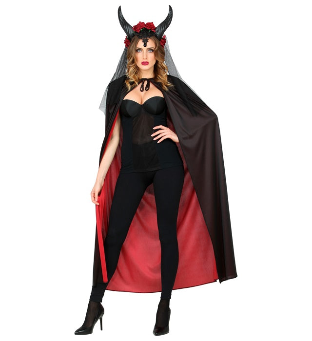 Black/Red Reversible Cape 130 Cm