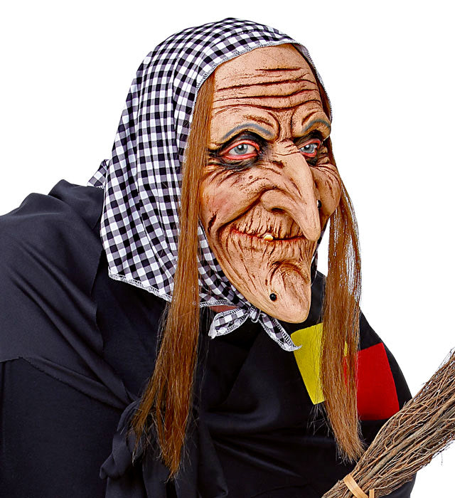 Witch Full Head Mask With Hair & Headscarf