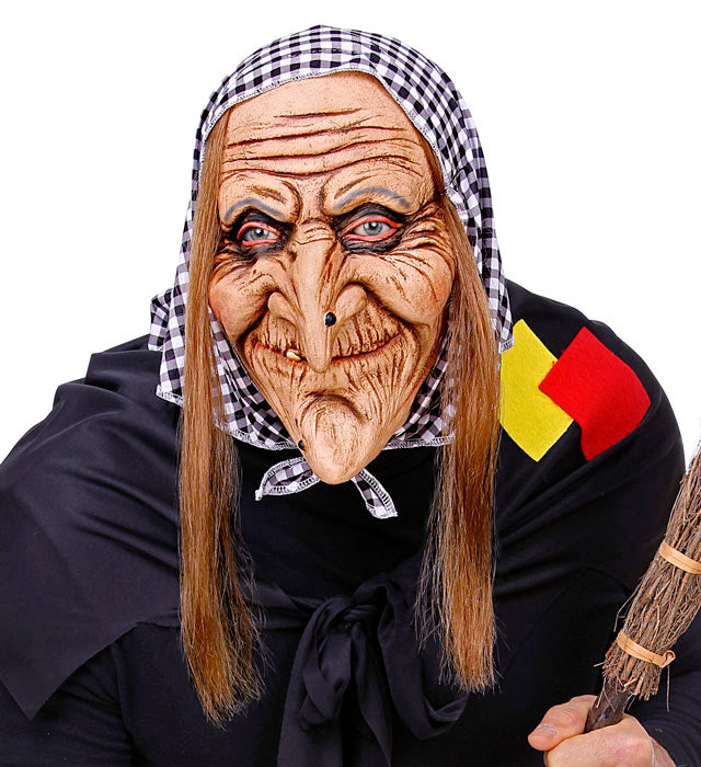 Witch Full Head Mask With Hair & Headscarf