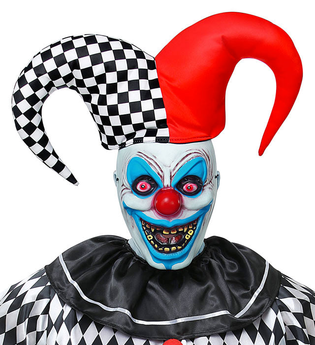 Evil Jester Half-Face Mask With Hat Hard Plastic