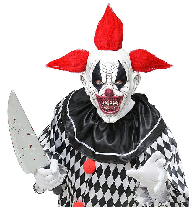 Horror Clown Full Head Mask With Hair