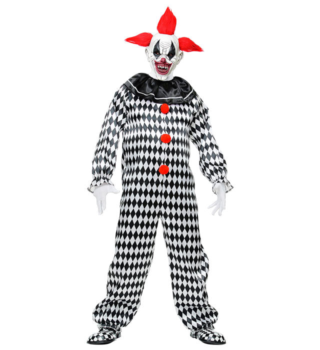 Horror Clown Full Head Mask With Hair