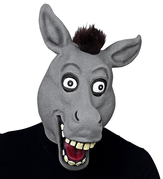 Big Eyes Donkey Full Head Mask With Plush Hair