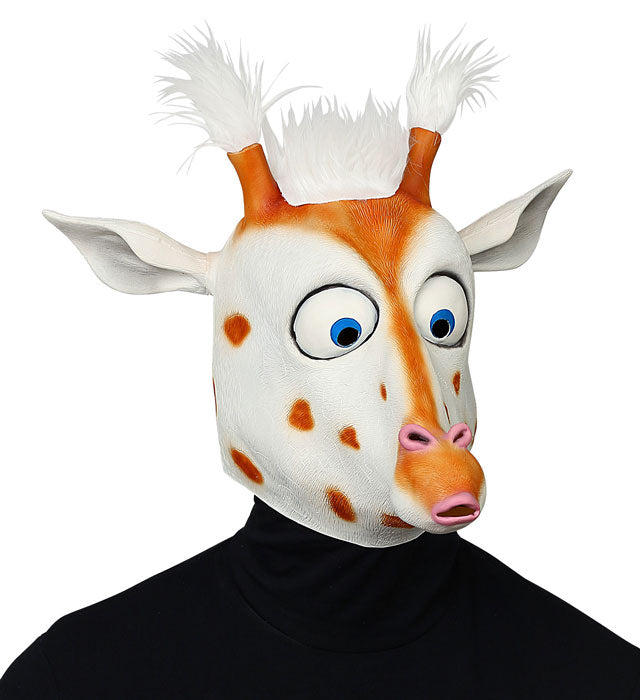 Big Eyes Giraffe Full Head Mask With Plush Hair