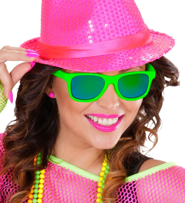 80'S Neon Green Glasses With Revo Lenses