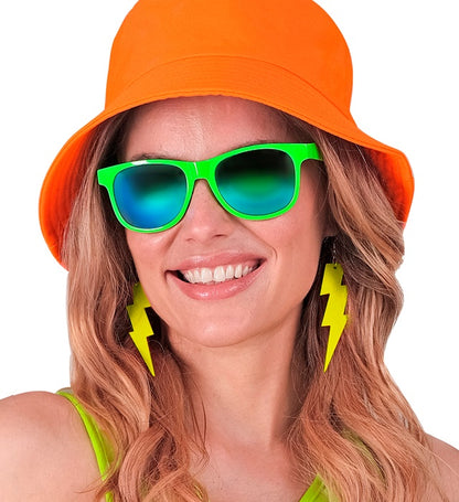 80'S Neon Green Glasses With Revo Lenses
