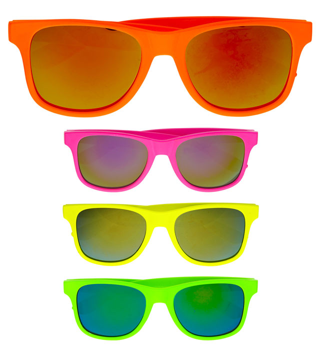 80'S Neon Glasses With Revo Lenses 4 Colors Assorted