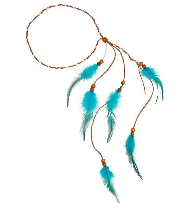 Turquoise Indian Feather Headband