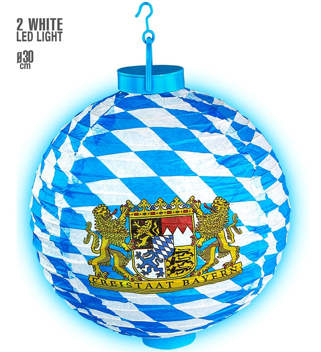 Bavaria Light-Up Lampion With 2 White Led Lights 30 Cm