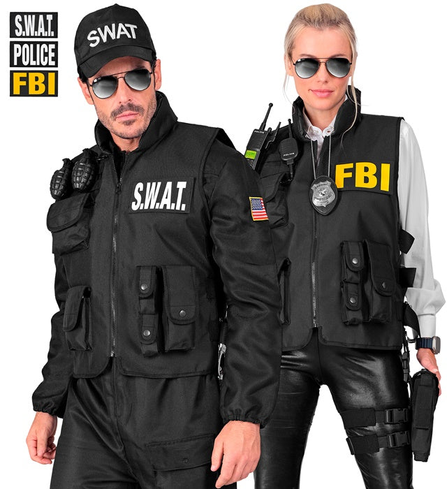 Swat | Fbi | Police Tactical Vest With 6 Removable Patches - Adult Size
