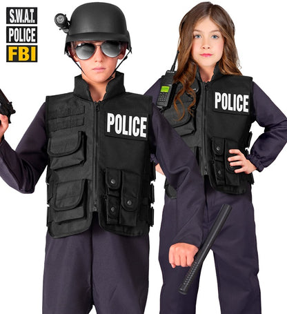 Swat | Fbi | Police Tactical Vest With 6 Removable Patches - Child Size