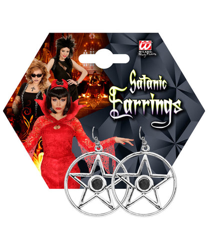 Pair Of Gothic Earrings With Black Gem