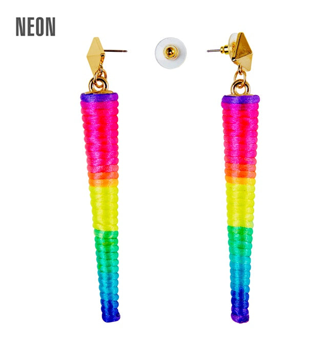 Pair Of Neon Multicolor Cone Earrings