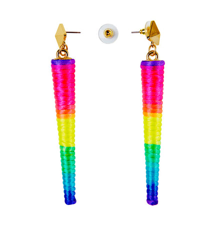 Pair Of Neon Multicolor Cone Earrings