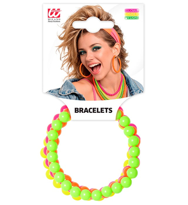 Set Of 4 Neon Beaded Bracelets