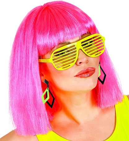 Pair Of Black & Neon Green Rhombus Earrings
