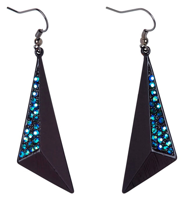 Pair Of Black & Sapphire Strass Earrings