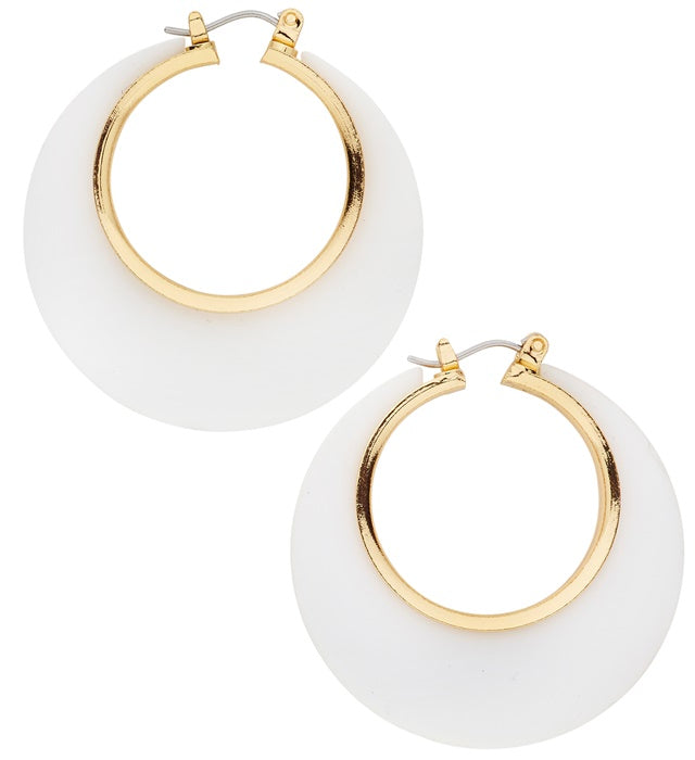 Pair Of White & Gold Disco Earrings