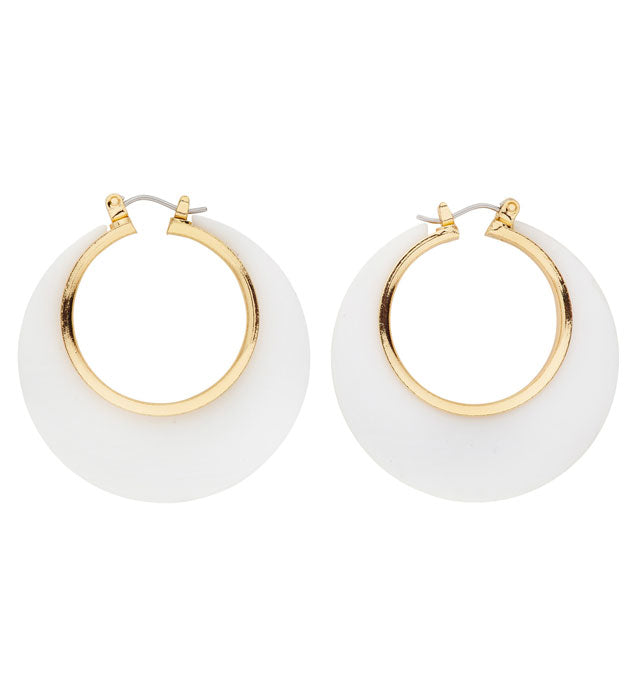 Pair Of White & Gold Disco Earrings