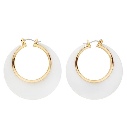 Pair Of White & Gold Disco Earrings